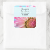 Mooie roze bloem close-up foto business vierkante sticker (Tas)