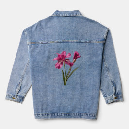 Mooie Roze Bloem Denim Jas Jacket
