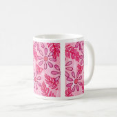 Mooie Roze Bloem en Bladeren Abstracte Mokken (Voorkant rechts)