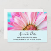 Mooie roze bloem fotobruiloft sparen de datum uitnodiging briefkaart (Voorkant / Achterkant)