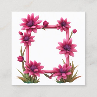 Mooie Roze Bloem Frame Vierkante Visitekaartje