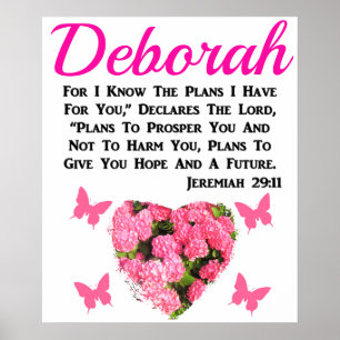 MOOIE ROZE BLOEM GEPERSONALISEERDE JEREMIA 29:11 POSTER