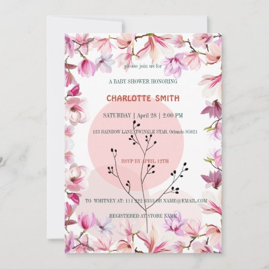 Mooie Roze Bloem gradient bloemrijke babyshower Kaart (Voorkant)