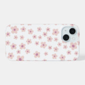 Mooie Roze Bloem iPhone Hoes – Esthetische Hoezen 15 Case (Achterkant horizontaal)