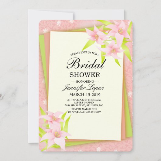 Mooie roze bloem kaart (Voorkant)