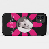 Mooie roze bloem Lijst Leuke Puppy Dog Zwart Case-Mate iPhone Case (Achterkant (horizontaal))