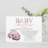 Mooie Roze Bloem Meisje Baby Shower Rij Langs Kaart (Staand voorkant)