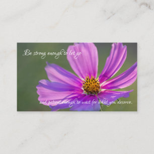 Mooie roze bloem met motivatie prijsopgave visitekaartje