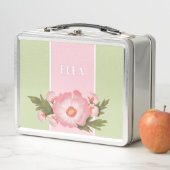 Mooie roze bloem metal lunchbox (In situ)