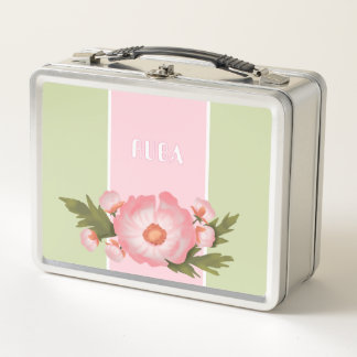 Mooie roze bloem metal lunchbox