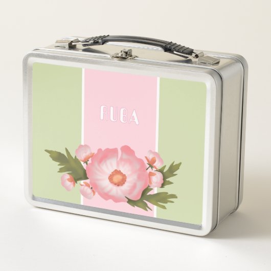 Mooie roze bloem metal lunchbox (Voorkant)