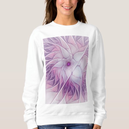 Mooie Roze Bloem Moderne Abstracte Fractal Kunst Trui (Voorkant)