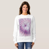 Mooie Roze Bloem Moderne Abstracte Fractal Kunst Trui (Voorkant volledig)