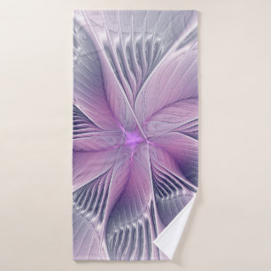 Mooie Roze Bloem Moderne Abstracte Fractale Kunst Badhanddoek