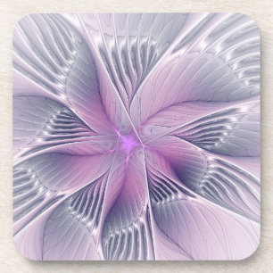 Mooie Roze Bloem Moderne Abstracte Fractale Kunst Bier Onderzetter