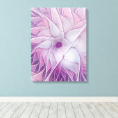Mooie Roze Bloem Moderne Abstracte Fractale Kunst Canvas Afdruk (Insitu (Houten vloer))