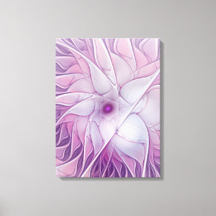 Mooie Roze Bloem Moderne Abstracte Fractale Kunst Canvas Afdruk