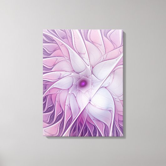 Mooie Roze Bloem Moderne Abstracte Fractale Kunst Canvas Afdruk (Voorkant)