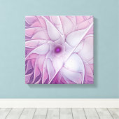 Mooie Roze Bloem Moderne Abstracte Fractale Kunst Canvas Afdruk (Insitu (Houten vloer))