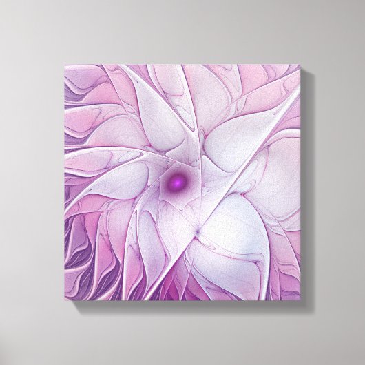 Mooie Roze Bloem Moderne Abstracte Fractale Kunst Canvas Afdruk (Voorkant)