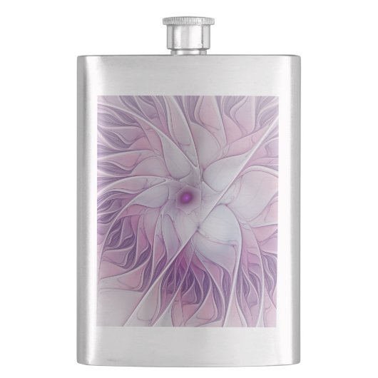 Mooie Roze Bloem Moderne Abstracte Fractale Kunst Flacon (Voorkant)