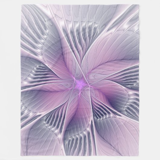 Mooie Roze Bloem Moderne Abstracte Fractale Kunst Fleece Deken (Voorkant)