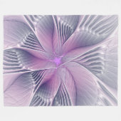 Mooie Roze Bloem Moderne Abstracte Fractale Kunst Fleece Deken (Voorkant (Horizontaal))