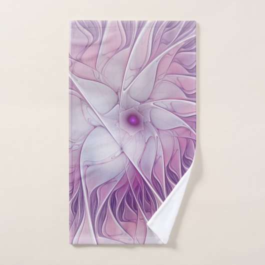 Mooie Roze Bloem Moderne Abstracte Fractale Kunst Handdoek (Handdoek)