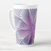 Mooie Roze Bloem Moderne Abstracte Fractale Kunst Latte Mok (Linkerhoek)