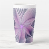 Mooie Roze Bloem Moderne Abstracte Fractale Kunst Latte Mok (Voorkant)