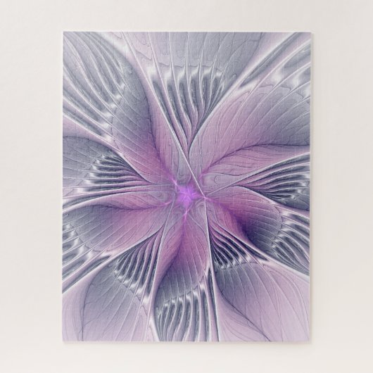Mooie Roze Bloem Moderne Abstracte Fractale Kunst Legpuzzel (Verticaal)