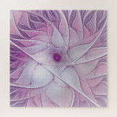 Mooie Roze Bloem Moderne Abstracte Fractale Kunst Legpuzzel (Horizontaal)