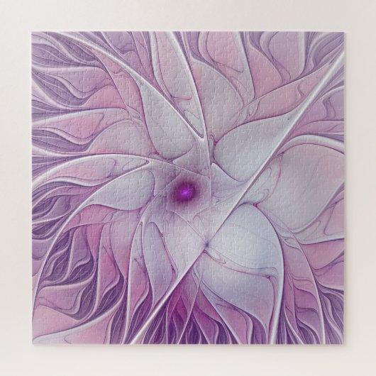 Mooie Roze Bloem Moderne Abstracte Fractale Kunst Legpuzzel (Verticaal)