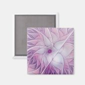Mooie Roze Bloem Moderne Abstracte Fractale Kunst Magneet (Voorkant / Achterkant)
