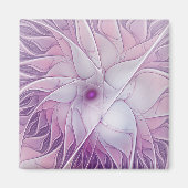Mooie Roze Bloem Moderne Abstracte Fractale Kunst Magneet (Voorkant)