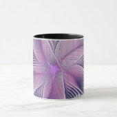 Mooie Roze Bloem Moderne Abstracte Fractale Kunst Mok (Midden)