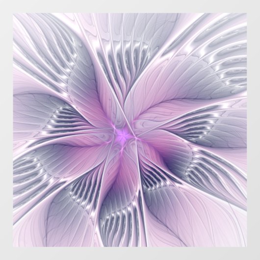 Mooie Roze Bloem Moderne Abstracte Fractale Kunst Raamsticker (Vel)