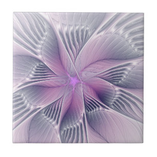 Mooie Roze Bloem Moderne Abstracte Fractale Kunst Tegeltje