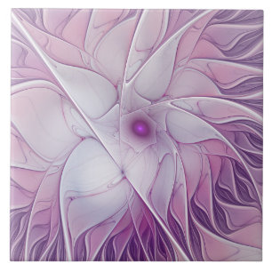 Mooie Roze Bloem Moderne Abstracte Fractale Kunst Tegeltje