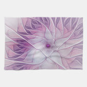 Mooie Roze Bloem Moderne Abstracte Fractale Kunst Theedoek (Horizontaal)