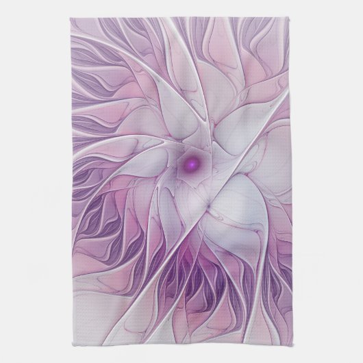 Mooie Roze Bloem Moderne Abstracte Fractale Kunst Theedoek (Verticaal)