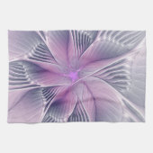 Mooie Roze Bloem Moderne Abstracte Fractale Kunst Theedoek (Horizontaal)