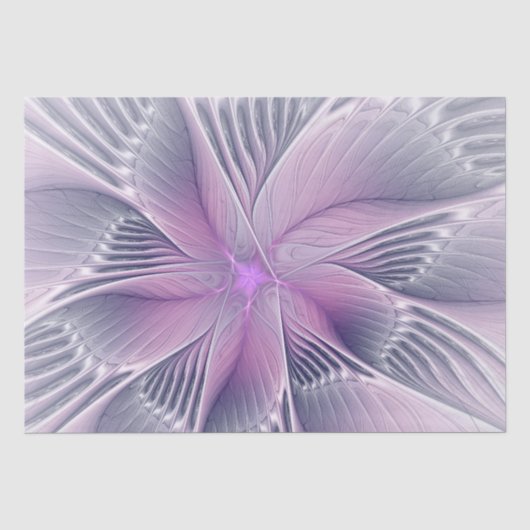Mooie Roze Bloem Moderne Abstracte Fractale Kunst Tissuepapier (Voorkant)