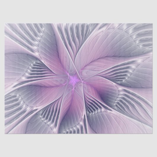 Mooie Roze Bloem Moderne Abstracte Fractale Kunst Tissuepapier (Voorkant)