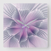 Mooie Roze Bloem Moderne Abstracte Fractale Kunst Vierkante Klok (Voorkant)