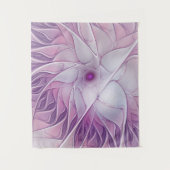 Mooie Roze Bloem Moderne Abstracte Fractale Kunst Wandkleed (Voorkant)
