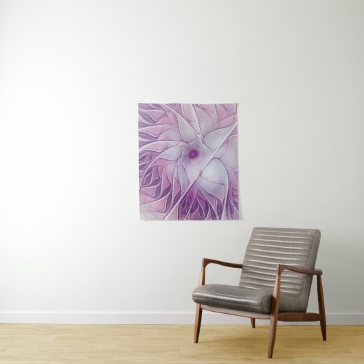 Mooie Roze Bloem Moderne Abstracte Fractale Kunst Wandkleed (In situ)