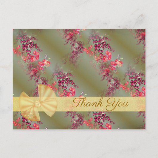 Mooie Roze Bloem Motief Bedankt Ansichtkaart Briefkaart (Voorkant)