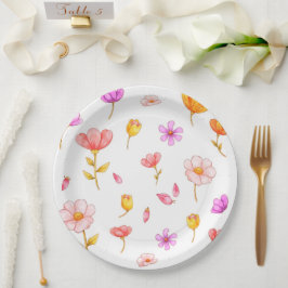 Mooie roze bloem papieren borden bordje