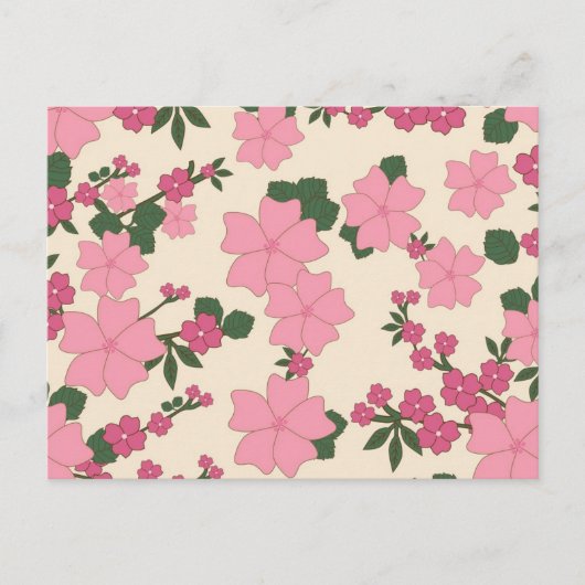 Mooie Roze Bloem Patroon Briefkaart (Voorkant)
